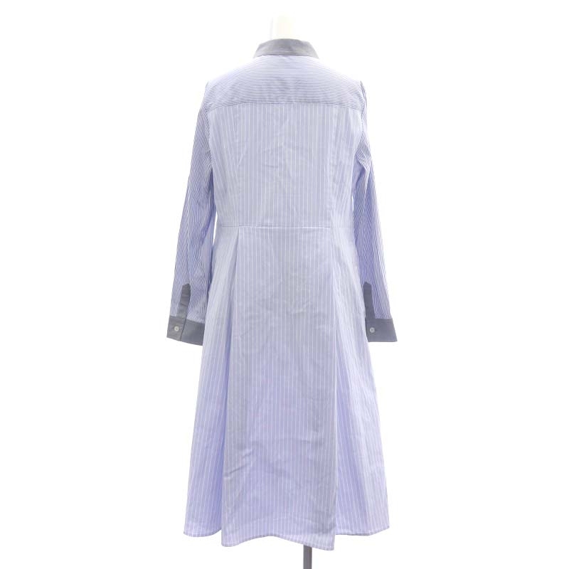  Scapa SCAPA shirt One-piece long sleeve long stripe cotton .40 white light blue white /NR lady's 