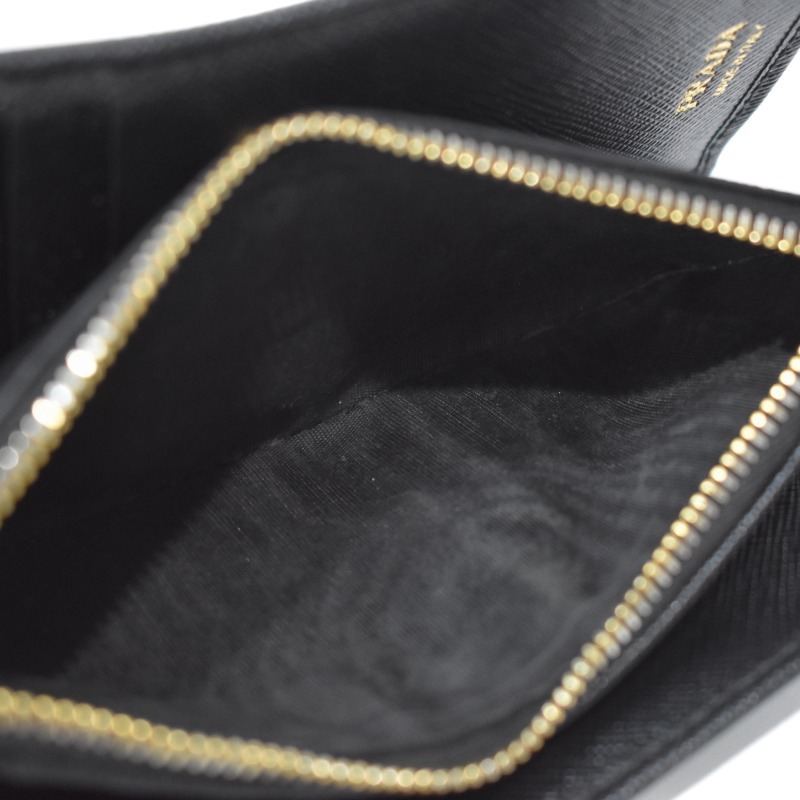 プラダ PRADA 長財布 二つ折り財布 サフィアーノレザー ロゴプレート 黒 ブラック メンズの画像7