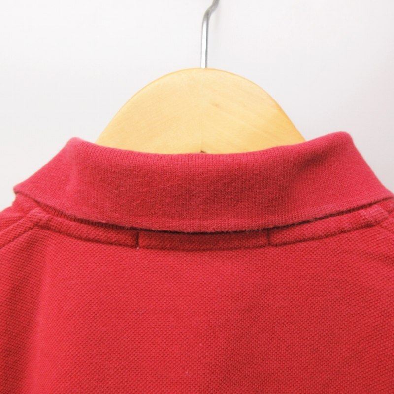 バーバリーズ Burberrys ポロシャツ 半袖 ハーフボタン 刺繍 ロゴ 赤 レッド S 0419 ■GY14 メンズ_画像7