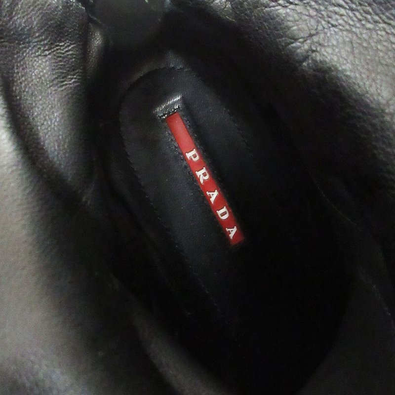 プラダ PRADA レザー ロング ブーツ バックジップ フラット 3WZ013 黒 ブラック 37.5 24-24.5cm程度 レディースの画像6