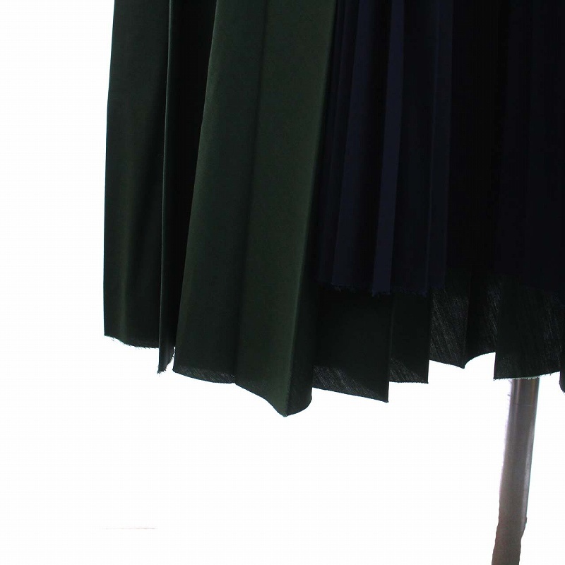 サカイ Cotton Poplin Pleated Skirt コットンポプリン プリーツスカート ロング 変形 アシンメトリー 1 S 紺 カーキ 20-04887_画像7