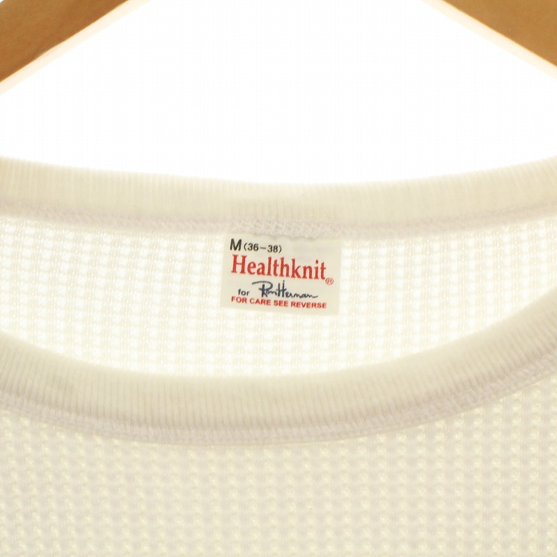 ヘルスニット healthknit Ron Herman別注 ワッフルカットソー Tシャツ 長袖 厚手 無地 M 白 ホワイト ■GY30 /MQ メンズ_画像4