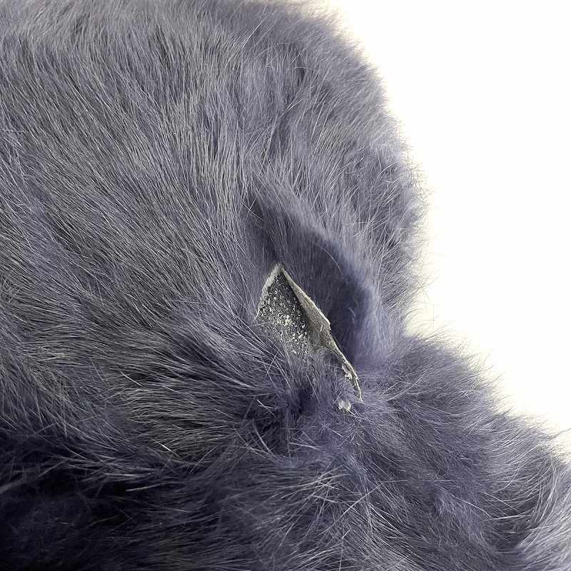 ストロベリーフィールズ STRAWBERRY-FIELDS 毛皮コート ラビットファー ショート 長袖 総裏地 スタンドカラー 染色 2 M 紫_画像9