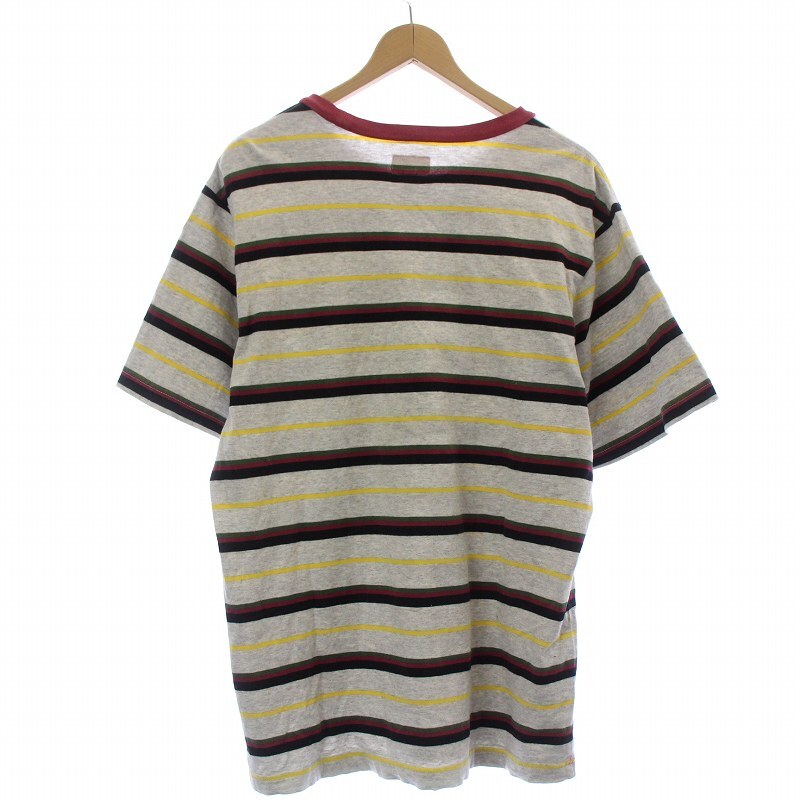 シュプリーム SUPREME 18SS Heather Stripe Top Tシャツ カットソー 半袖 ロゴ ボーダー柄 ロゴ刺繍 M グレー マルチカラー /AQ ■GY11_画像2