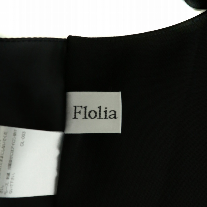 フロリア Flolia ノーカラージャケット ケープ ポンチョ 変形 バックオープン スリット M 黒 ブラック /FQ レディース_画像7