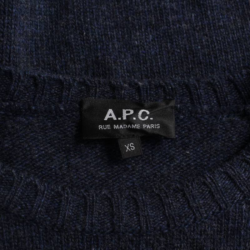 A.P.C. A.P.C. вязаный свитер шерсть длинный рукав XS темно-синий темно-синий /FQ женский 