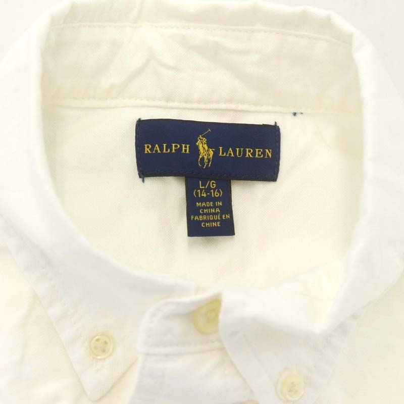 ラルフローレン RALPH LAUREN シャツ 半袖 前開き ロゴ刺繍 コットン 14-16 160 白 マルチカラー ホワイト /NR キッズ_画像3