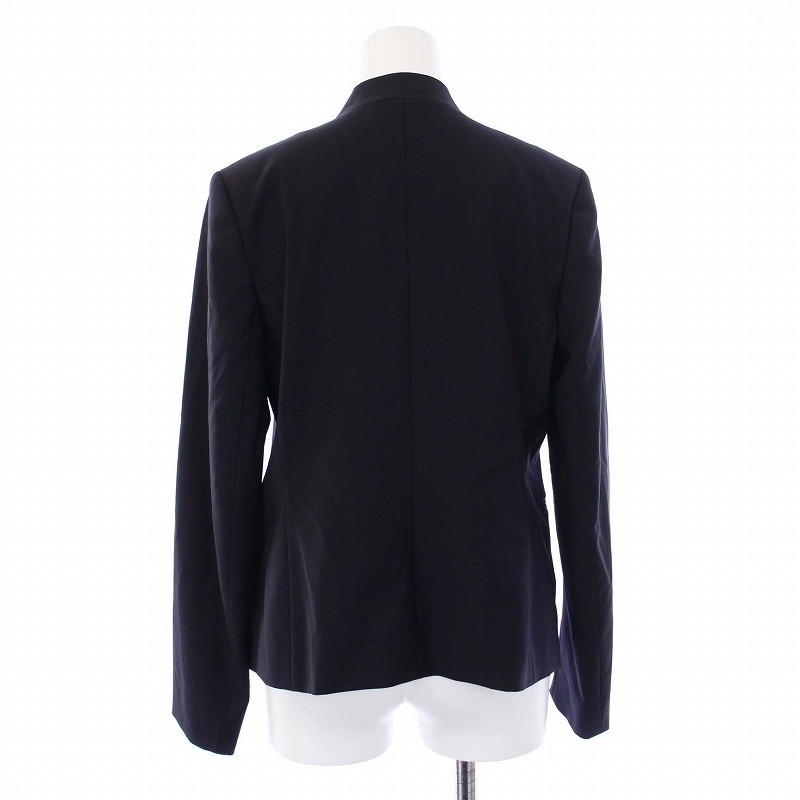 セオリーリュクス theory luxe 19年製 スーツ セットアップ カラーレスジャケット ワンピース ひざ丈 半袖 40 L 紺 ネイビーの画像3