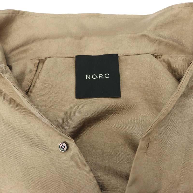 ノーク N.O.R.C NORC シルキーツイルオープンカラーシャツ ブラウス 長袖 前開き F モカ /DO レディース_画像3