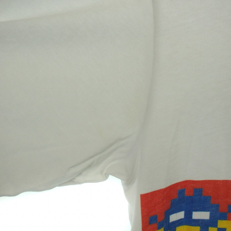 コムデギャルソンシャツ COMME des GARCONS SHIRT Invader Tシャツ カットソー 半袖 クルーネック アシンメトリー プリント L 白の画像6