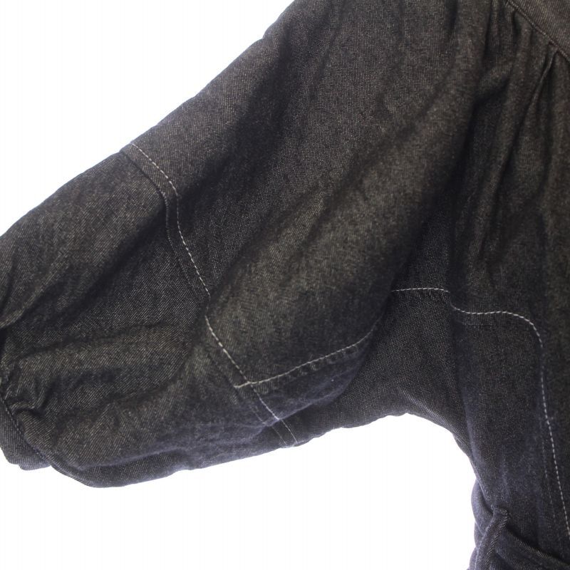  Snidel snidel 20SS cotton stitch One-piece Denim maxi long flair ribbon belt short sleeves F gray SWFO202001