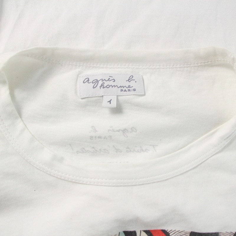 アニエスベーオム Agnes b. homme Tシャツ カットソー プリント 半袖 1 S 白 ホワイト /XK メンズの画像8