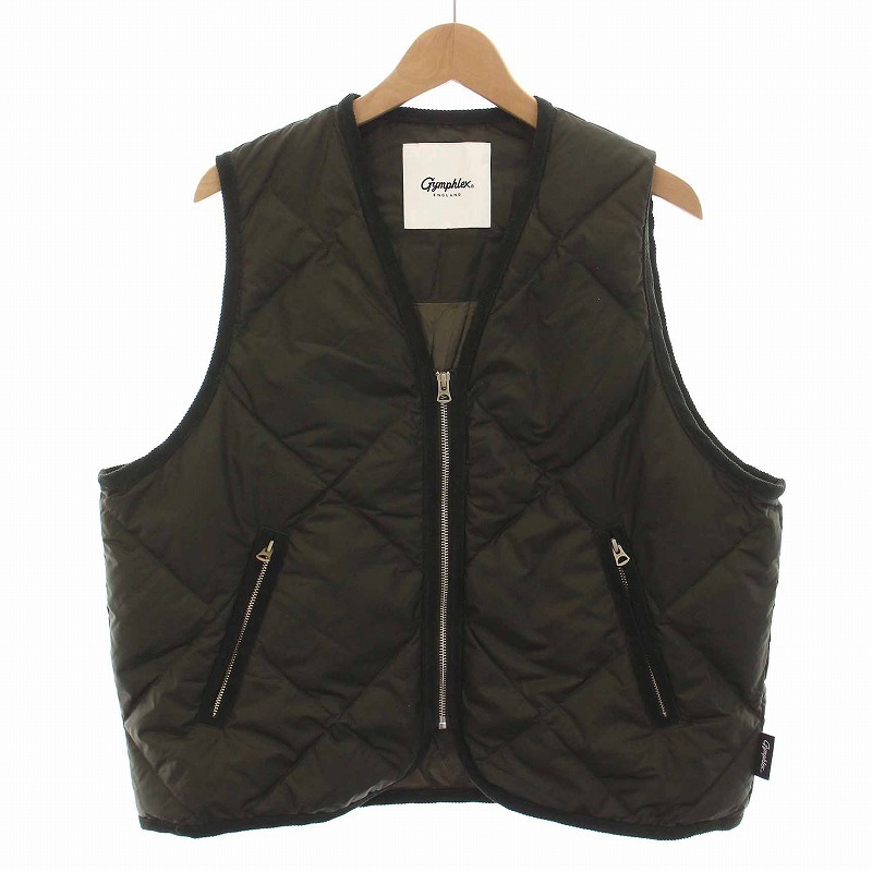 ジムフレックス ナイロンタフタ キルト ダウンジップベスト QUILT DOWN ZIP VEST キルティング ジップアップ M オリーブ GY-A0435 BRN_画像1