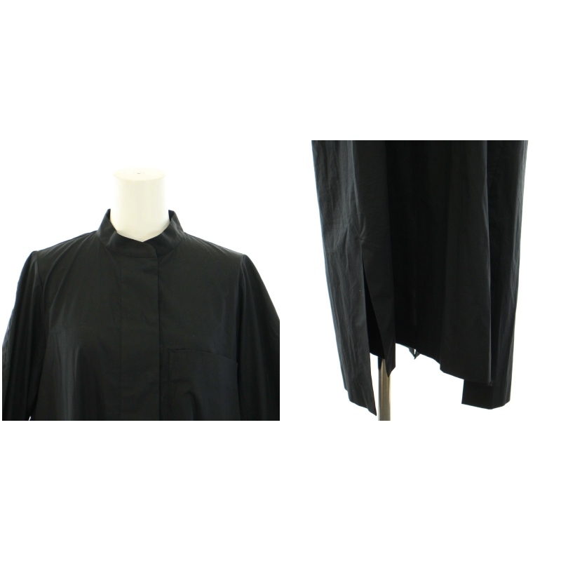 エンフォルド 20年製 ソメロスシャツドレス SOMELOS SHIRT DRESS シャツワンピース ロング バンドカラー 長袖 36 XS 黒 レディース_画像8