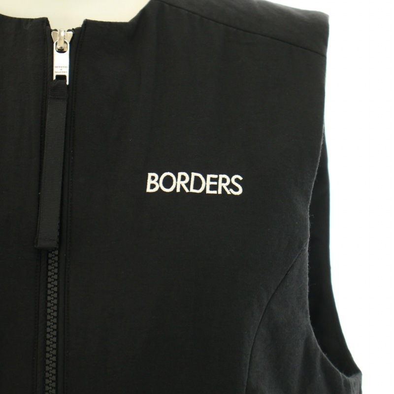 ボーダーズアットバルコニー BORDERS at BALCONY 22SS ペプラムジップベスト 前開き ボーダー柄 ロゴ刺繍 38 M 黒 白 レディース_画像6