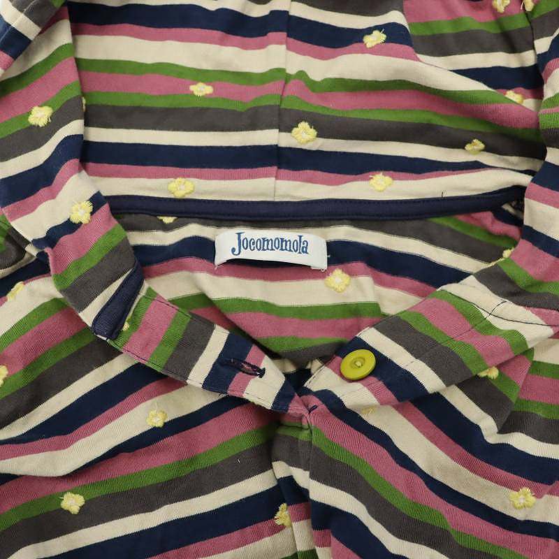 ホコモモラ JOCOMOMOLA フラワー刺繍 ボーダー フーディーTシャツ カットソー 半袖 マルチカラー /AT ■OS レディース_画像3