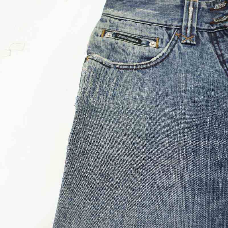 Dolce & Gabbana Dolce&Gabbana DOLCE&GABBANA Logo вышивка повреждение обработка Denim брюки джинсы синий голубой /DF #OS #SH женский 