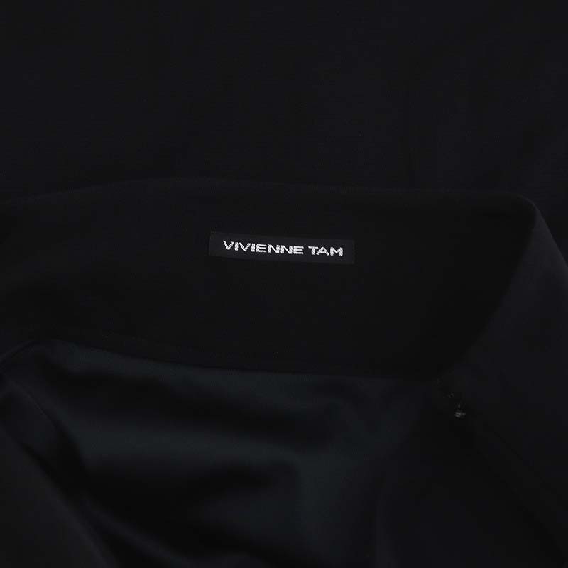 ヴィヴィアンタム VIVIENNE TAM パワーネット スモッキング刺繍 スカート タイト ひざ丈 0 黒 ブラック /DF ■OS ■SH レディース_画像3