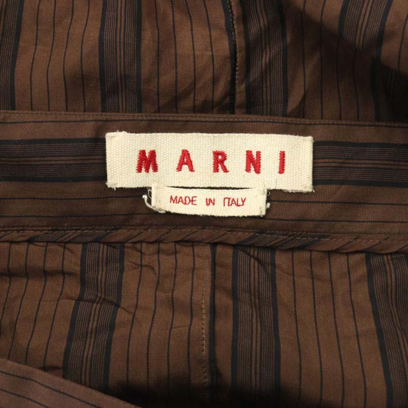 マルニ MARNI シルクストライプサルエル風パンツ スリム ボタンフライ 40 茶色 ブラウン 黒 ブラック /DO ■OS レディース_画像3