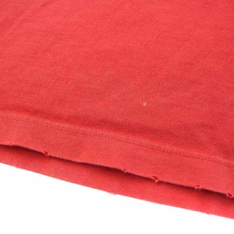 プラダ PRADA × Honet 06SS Tシャツ カットソー 半袖 プリント ダメージ加工 赤 レッド /KW ■GY19 メンズ_画像8