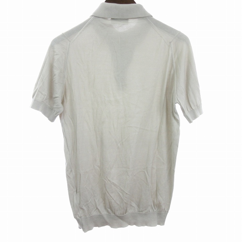 ジョンスメドレー JOHN SMEDLEY ポロシャツ ニット 半袖 イギリス製 コットン アイボリー S メンズ_画像2
