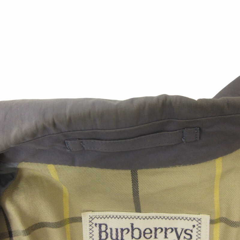 バーバリーズ Burberrys 90's ヴィンテージ ステンカラ―コート ジャケット 裏地チェック 比翼 青 ブルー 7AR 約S-M レディース_画像5
