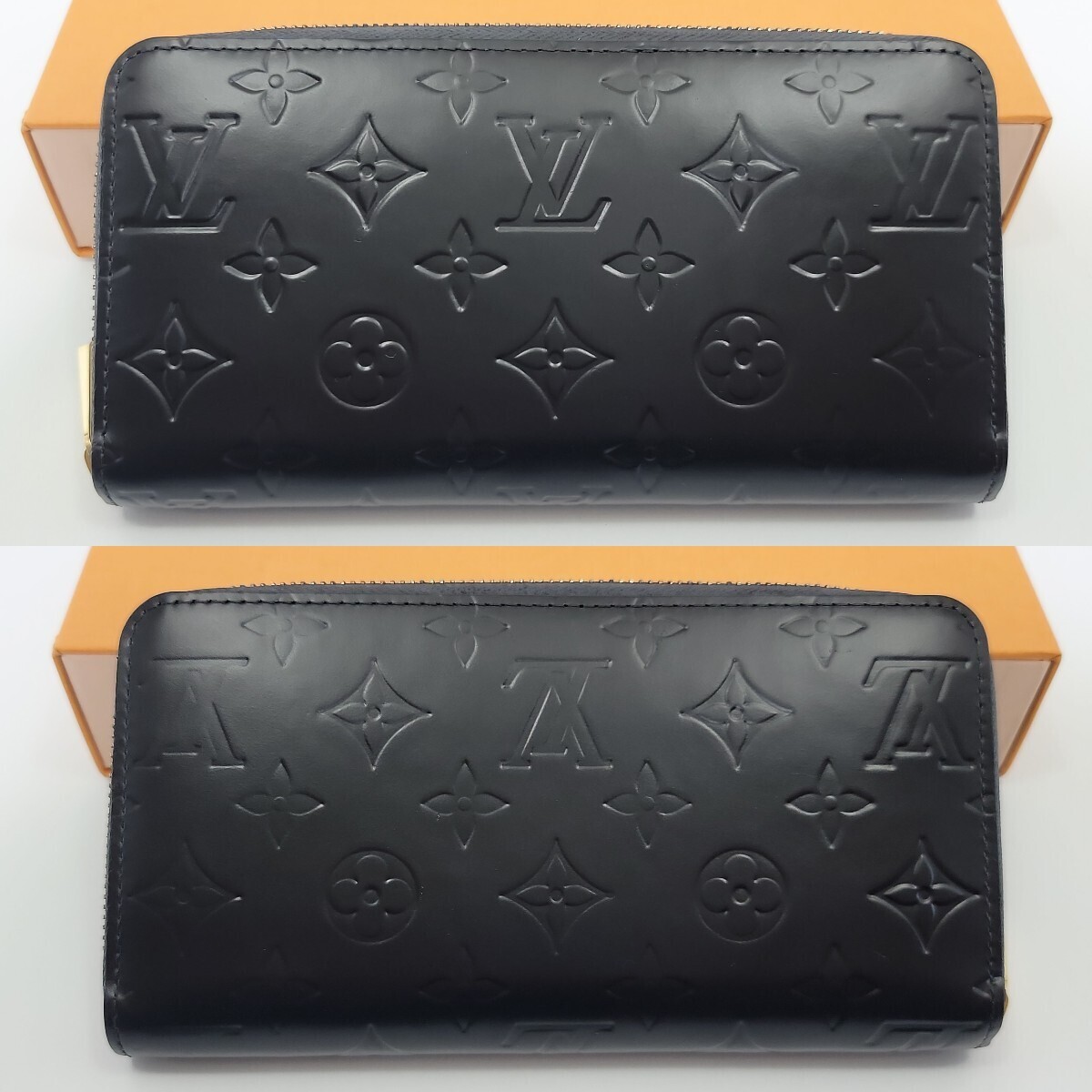 1円【美品】ルイヴィトン LOUIS VUITTON ヴェルニ ジッピーウォレット モノグラム マットブラック 艶消し レッド ラウンド 長財布の画像2