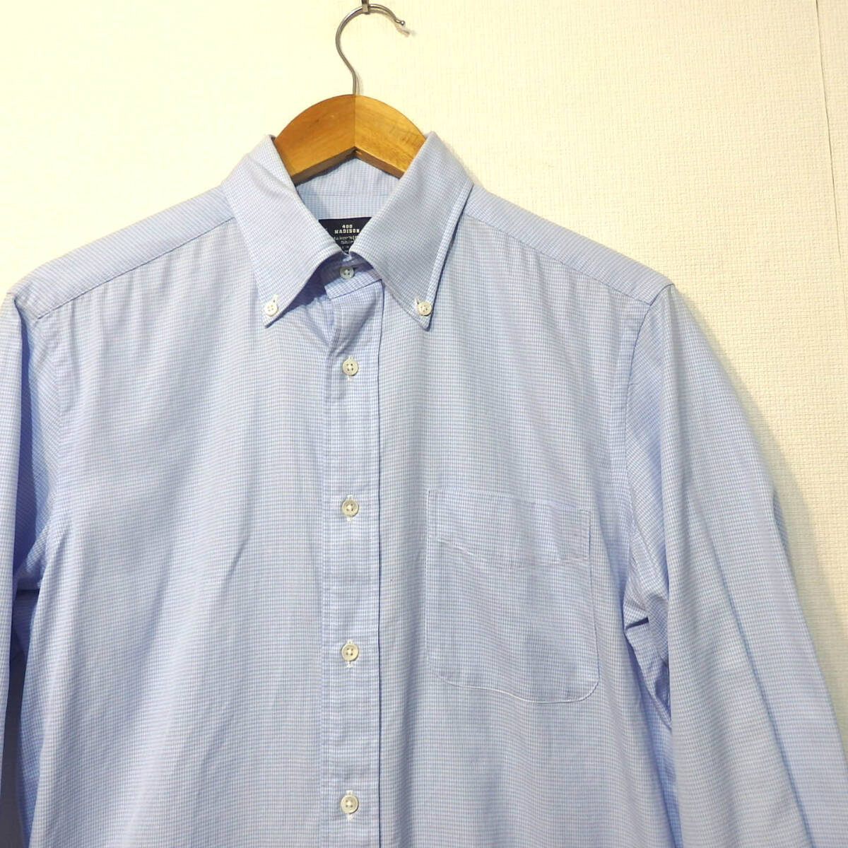 【送料無料】メーカーズシャツ鎌倉ドレスシャツ/水色 チェック柄 400madison 39-83 MAKER'S SHIRT KAMAKURAの画像2