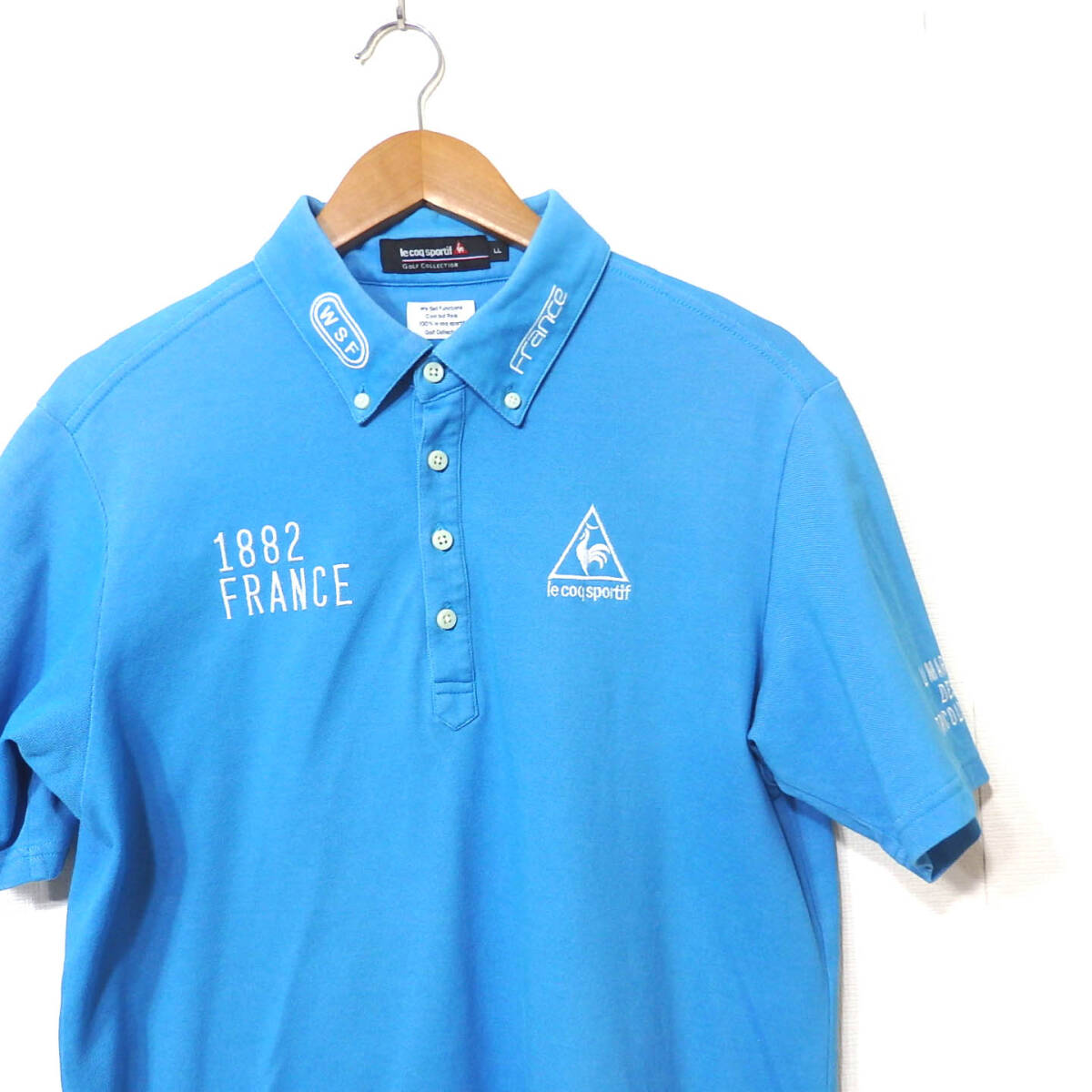 【送料無料】ルコックゴルフコレクションポロシャツ/半袖　LLサイズ　青水色　le coq sportif GOLF