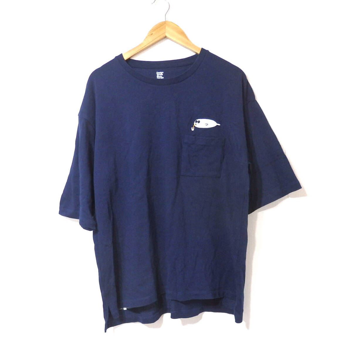 【送料無料】グラニフTシャツ/美品 厚手 ゆったりめ アザラシ  紺色 Design Tshirts Store graniphの画像1
