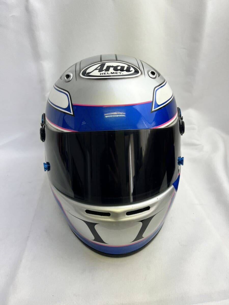 (SA)Arai アライ　ヘルメット　レーサー　59.60cm 美品　希少カラー　日本製　フルフェイス　バイク　Lサイズ　カフェレーサー_画像2