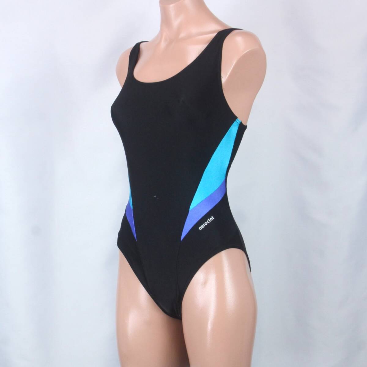 U8350★aeroclot 水着 レディース LLサイズ ワンピース ジャパーナ ブラック 黒 水色 水泳 競泳 女子 スイム スイミング プール ビーチの画像1