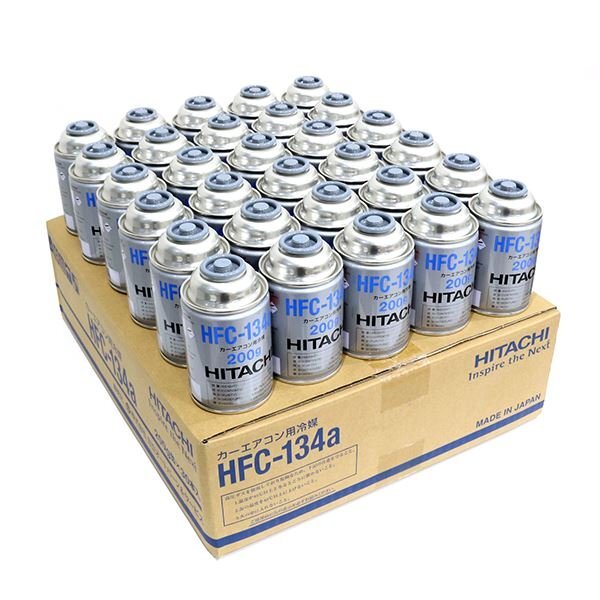 HITACHI 日立製 エアコンガス HFC-134a（R134a) 200g缶 x 30本 1ケース カーエアコン 国産 冷媒クーラーガス フロンガスの画像1