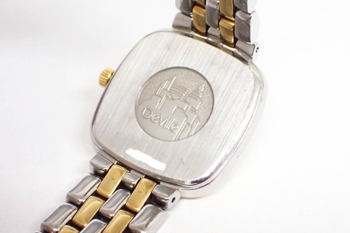 1円【OMEGA】 稼働品 オメガ デビル クオーツ Cal.1470 レディース腕時計 スクエア コンビ ゴールド/シルバーカラー 約16ｃｍ◆質屋
