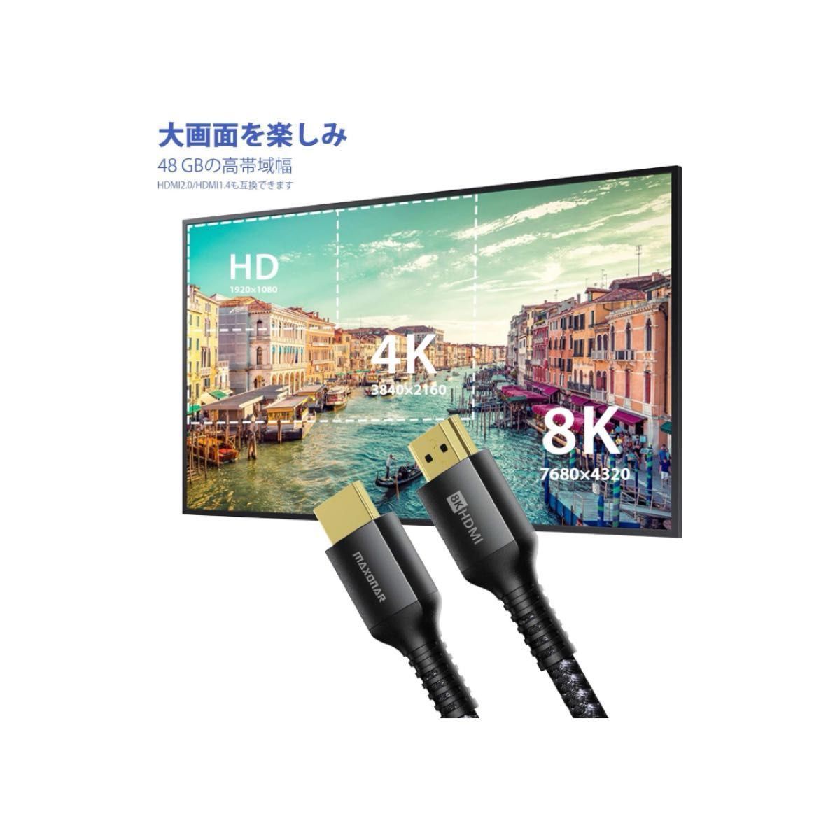Stouchi HDMI 2.1 ケーブル 1.2M 8k 48Gbps144Hz対応 Ultra High Speed HDMI