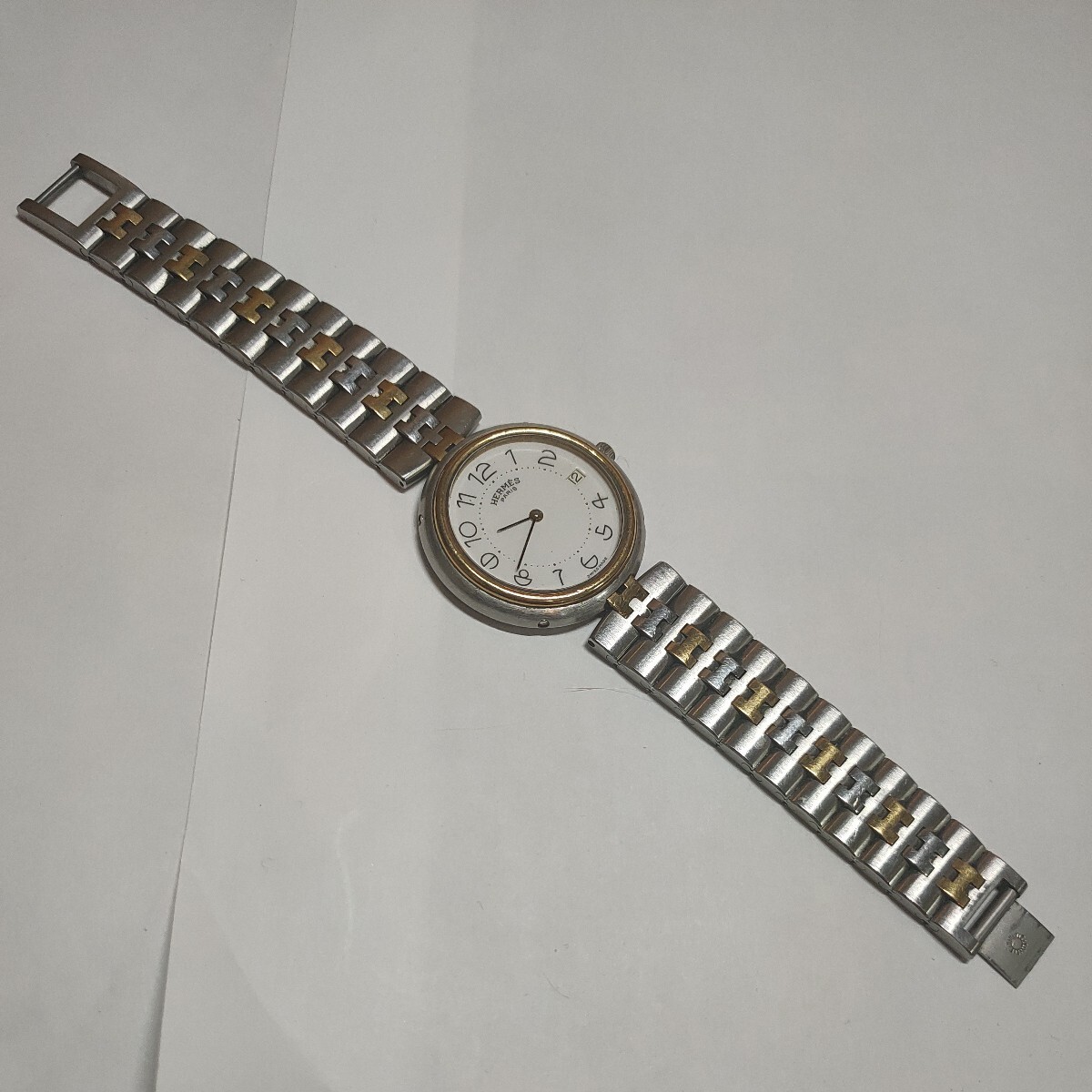 良品１円〜人気 HERMES エルメス プロフィール ボーイズ コンビ QZ 腕時計 稼働品 難アリの画像2