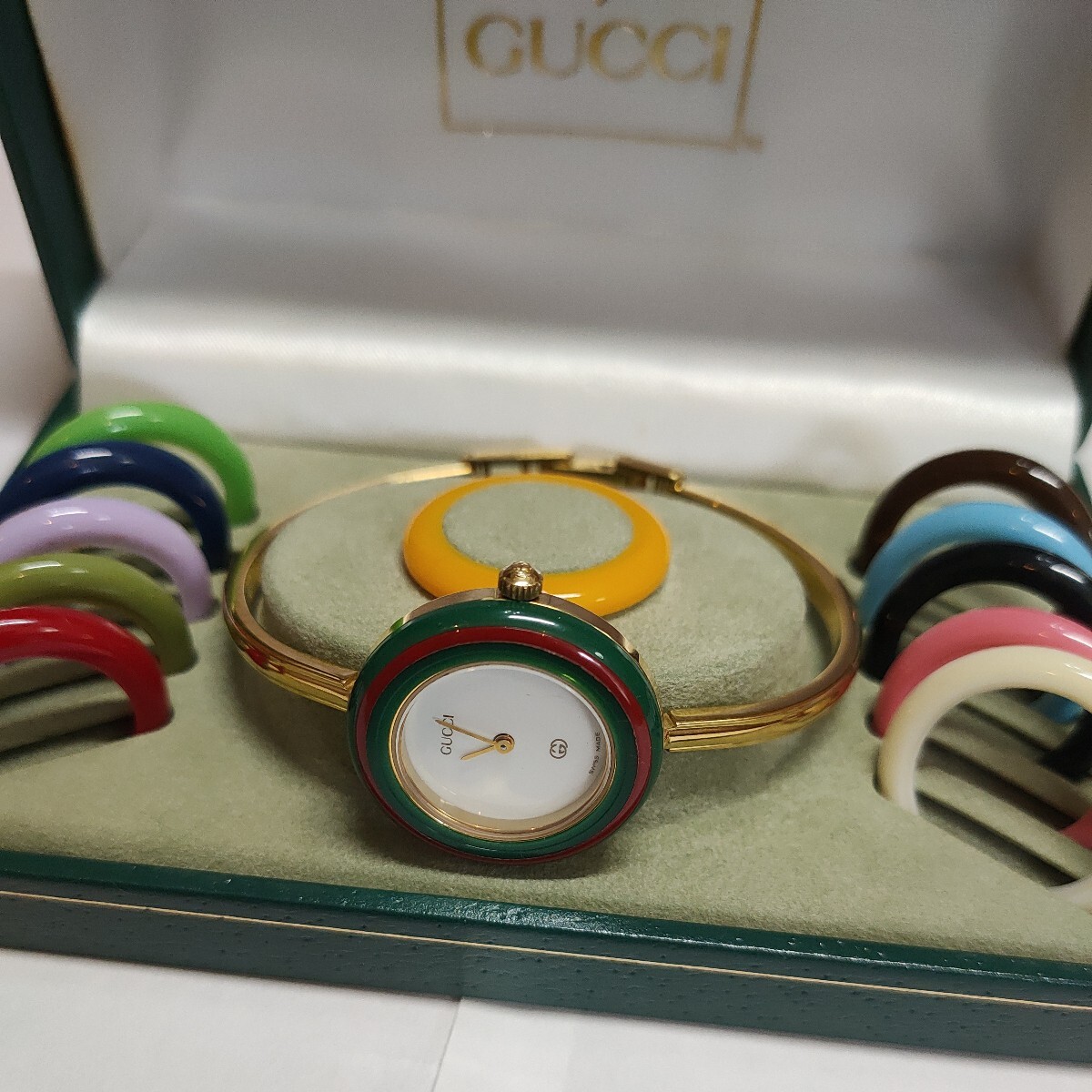 良品１円〜人気 GUCCI グッチ チェンジベゼル11/12 QZ 腕時計 替えベゼル12 ゴールド Qz クォーツの画像2