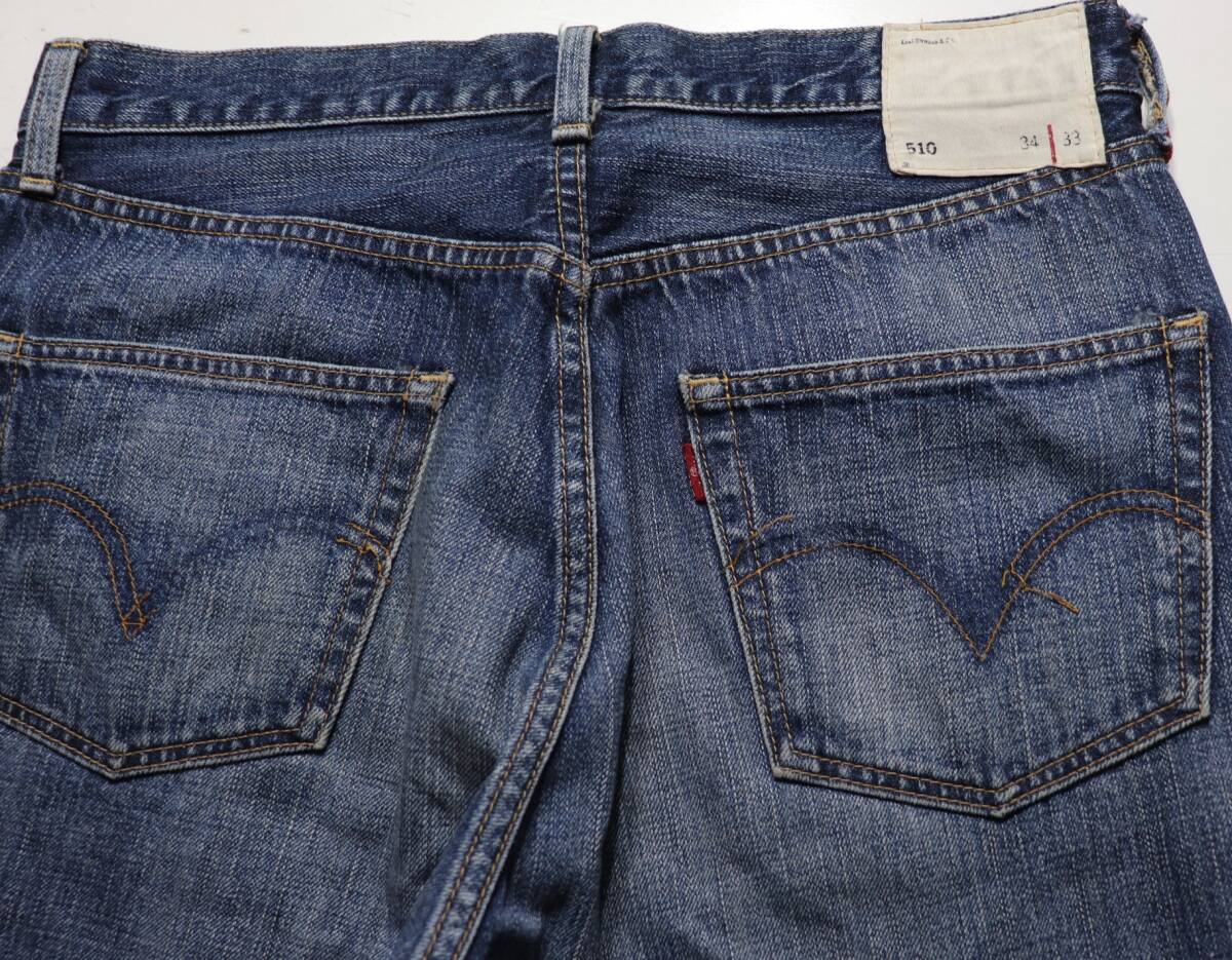 ♂ Levi’s 510 激渋▲レッドループ▲USEDヒゲ加工落ち▲W３４_画像4