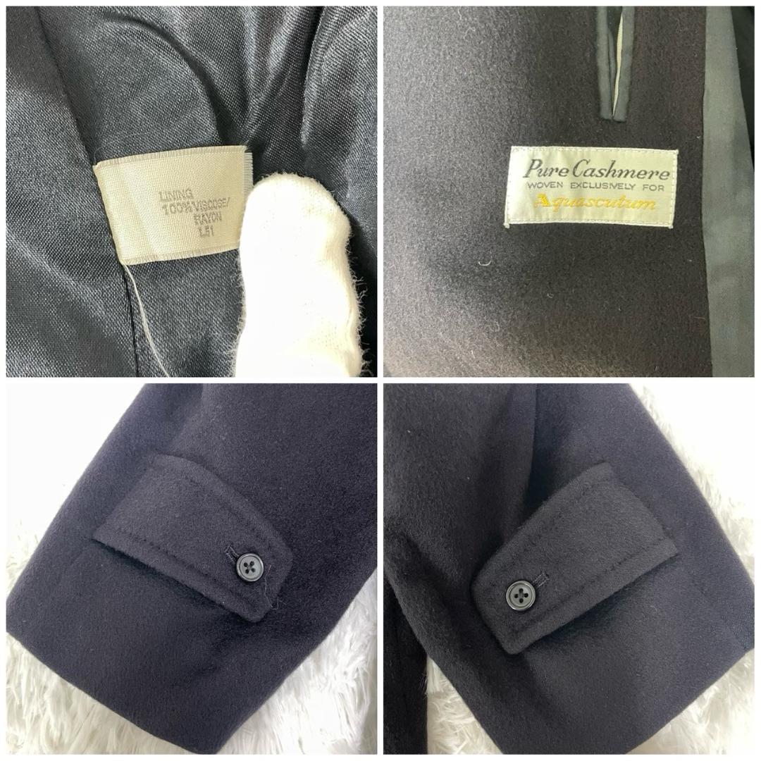 【希少サイズ 美品】アクアスキュータム カシミア100% マキシ ステンカラーコート 比翼 XL相当 Aquascutum cashmere coat 匿_画像8