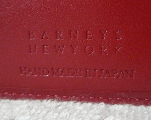  Barneys New York BARNEYS NEWYORK leather red red folding twice purse wallet men's 