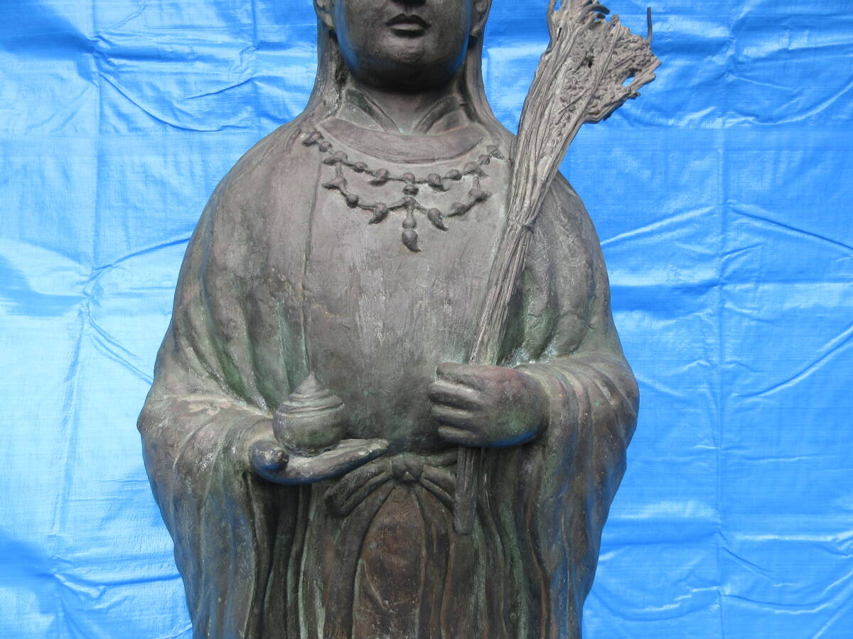 ◆神農 青銅 銅像 ブロンズ像 立像 高さ約133cm 横 約40cm 奥 約33cm 重さ約55kg 大正～戦前◆A-1_画像4