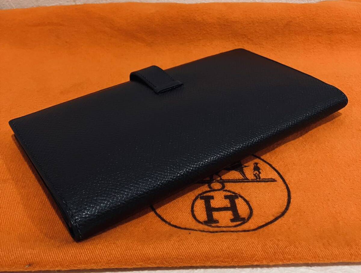 HERMES 極上美品 レザー 長財布 ブラック ベアン エルメス ゴールド金具の画像5