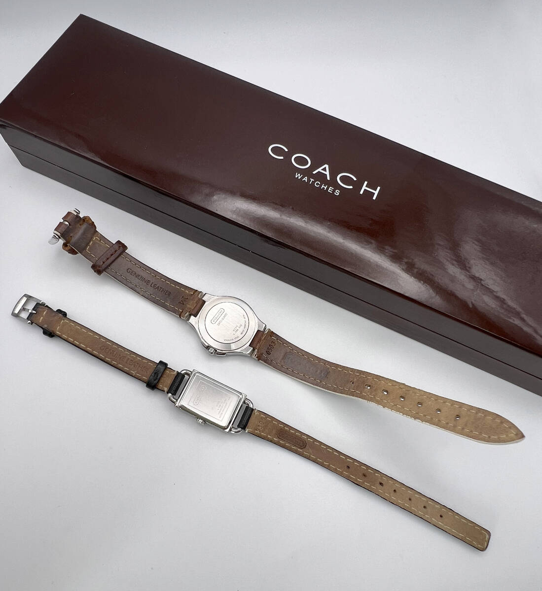 稼働 腕時計 2本 COACH コーチ クオーツ レディース コーチ 革ベルト シルバー文字盤の画像6
