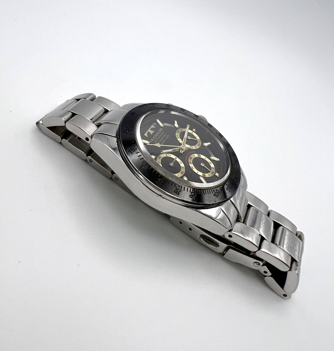 稼働 TECHNOS テクノス クォーツ T4272 クロノグラフ ブラック文字盤 スモセコ メンズ腕時計の画像2