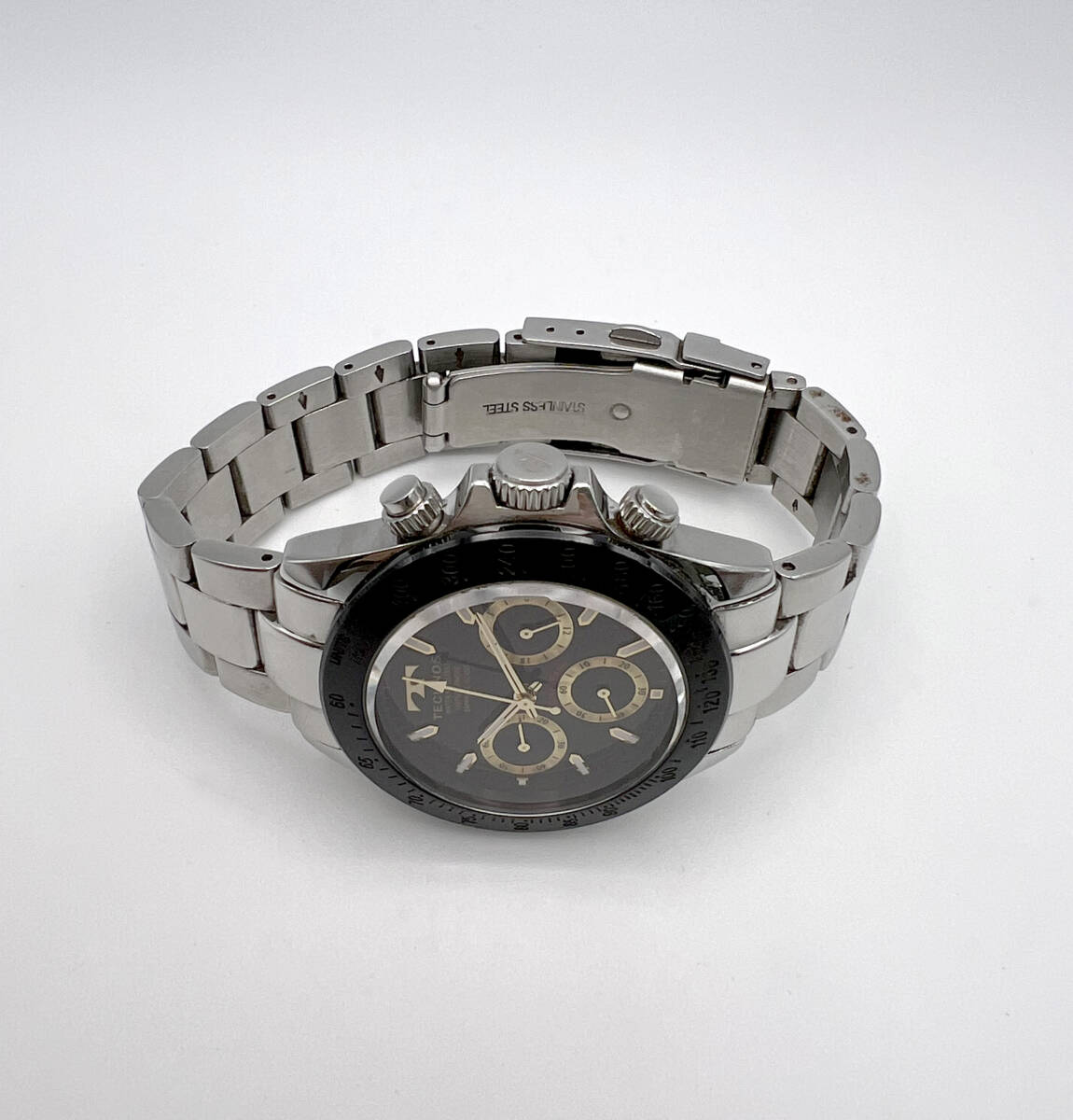 稼働 TECHNOS テクノス クォーツ T4272 クロノグラフ ブラック文字盤 スモセコ メンズ腕時計の画像4