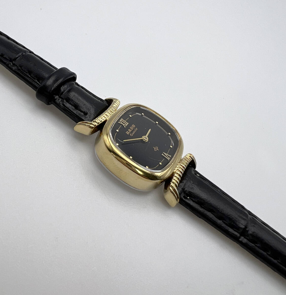 【電池交換済み】 RADO ラドー 706.9009.2 ブラック文字盤 クオーツ ヴィンテージ レディース腕時計の画像3