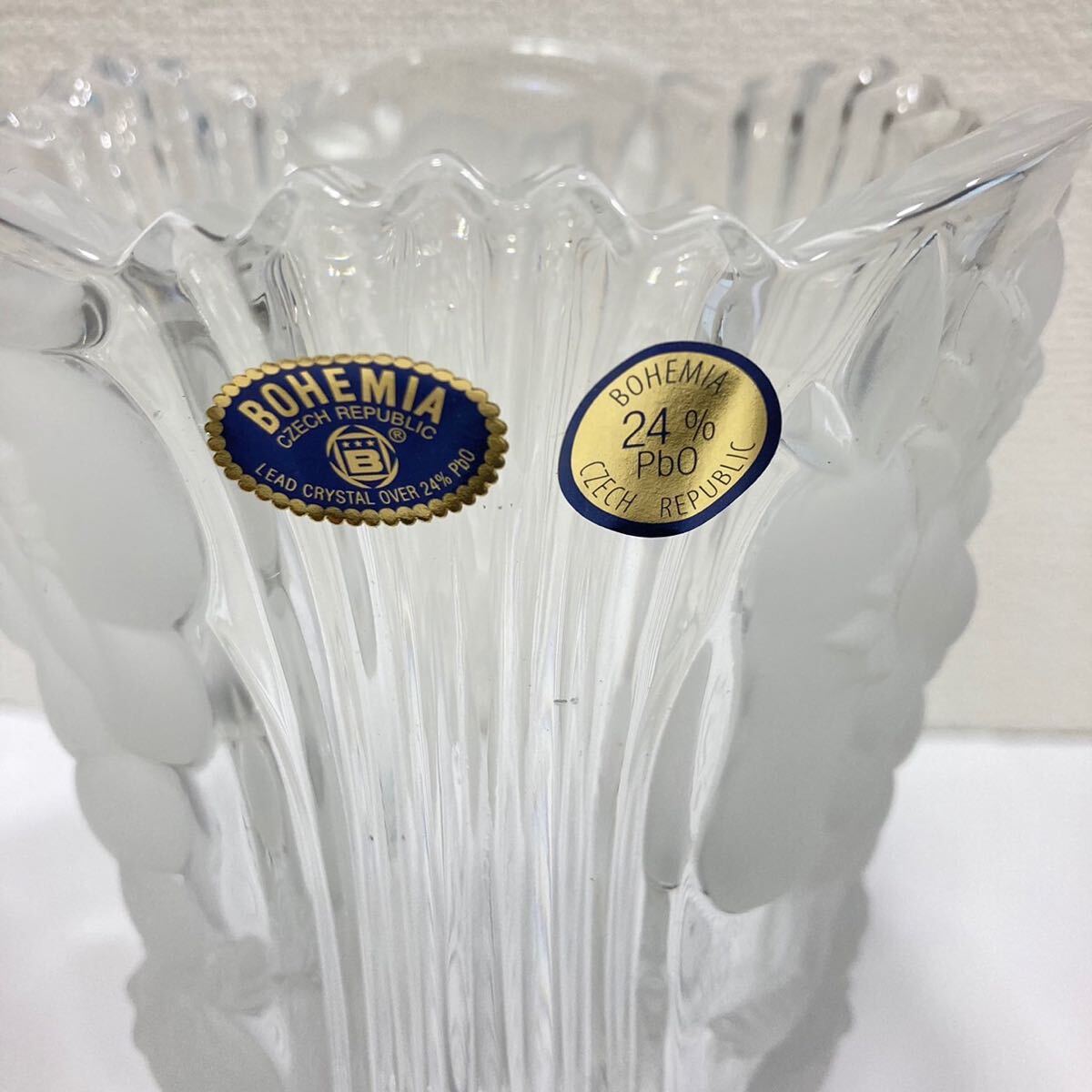 1円〜 未使用保管品 BOHEMIA CRYSTAL GLASS ボヘミア クリスタル ガラス 花瓶 花器 フルーツ 果物の画像7