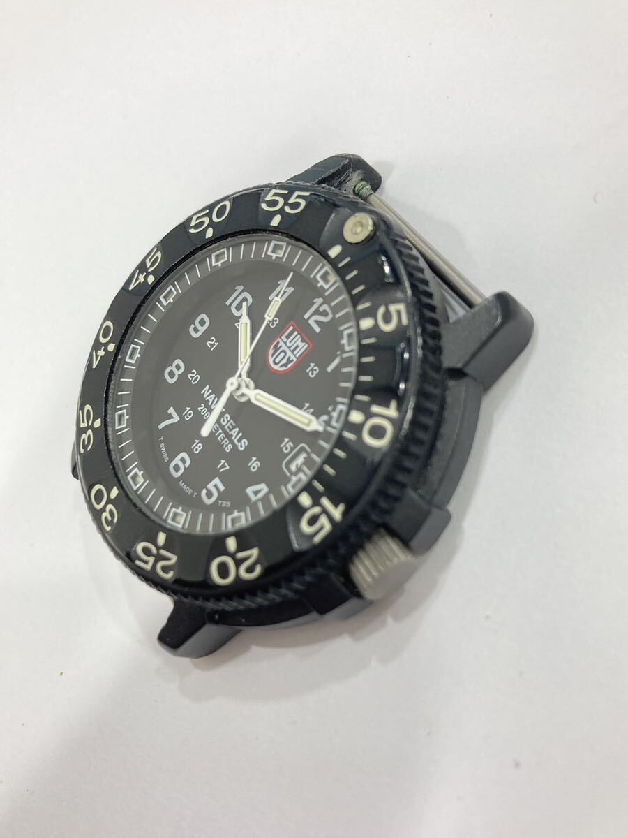 1円〜 稼働品 LUMINOX ルミノックス NAVY SEALS シリーズ 3000 デイト メンズ 腕時計 黒文字盤 ブラックの画像4