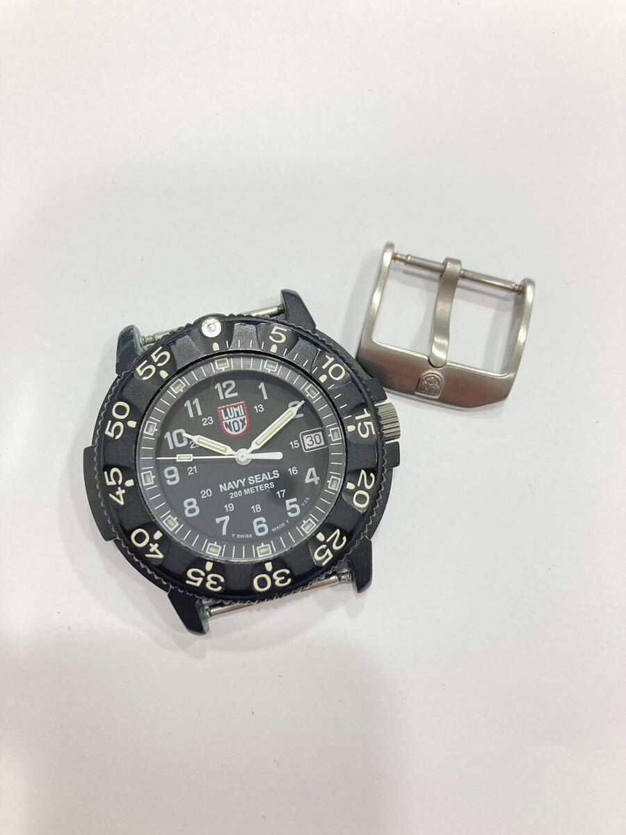 1円〜 稼働品 LUMINOX ルミノックス NAVY SEALS シリーズ 3000 デイト メンズ 腕時計 黒文字盤 ブラックの画像1