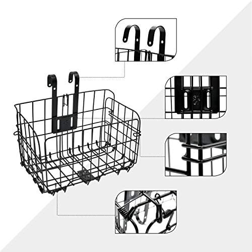 ブラック マウンテンバイク 自転車 バスケット 後ろかご 前かご 耐荷重20KG 簡単脱着 折りたたみ式 自転車カゴ 自転車かご _画像3